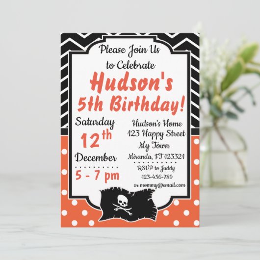 Einladung von Pirate Birthday (Stehend Vorderseite)