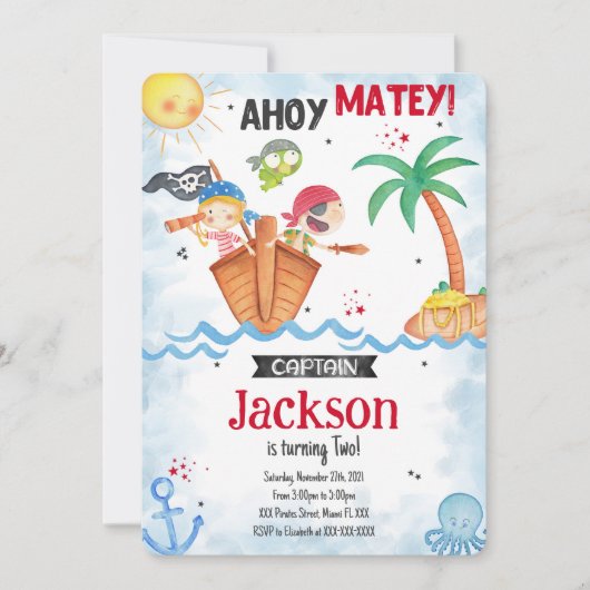 Einladung von Pirate Birthday (Vorderseite)