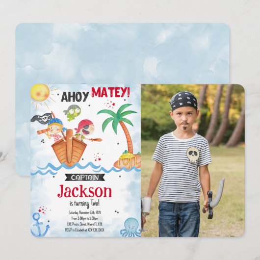 Einladung von Pirate Foto (Vorne/Hinten)