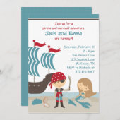 Einladung von Pirate und Mermaid (Vorne/Hinten)