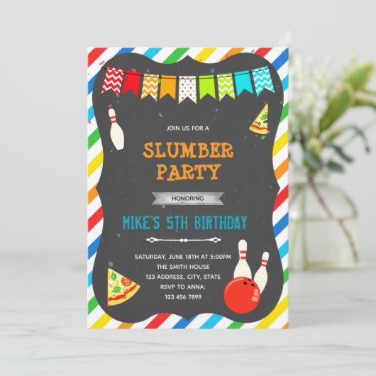 Einladung von Pizza Bowling (Stehend Vorderseite)