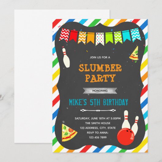 Einladung von Pizza Bowling (Vorne/Hinten)