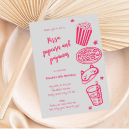 Einladung von Pizza Popcorn und Pajamas