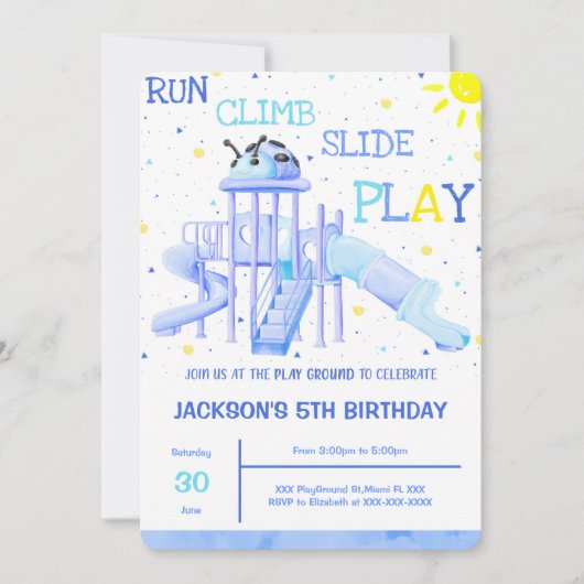 Einladung von Playground Geburtstag (Vorderseite)