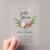 Einladung von Poinsettia Wreath Acrylic Baby Dusch (Insitu (Handheld))