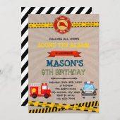 Einladung von Polizei und Feuerwehrmann (Vorne/Hinten)