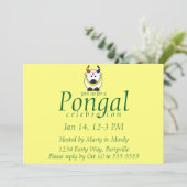 Einladung von Pongal Pot, Kuh und Baum (Stehend Vorderseite)