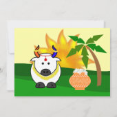 Einladung von Pongal Pot, Kuh und Baum (Rückseite)