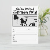 Einladung von Poodle zum Geburtstag (Stehend Vorderseite)