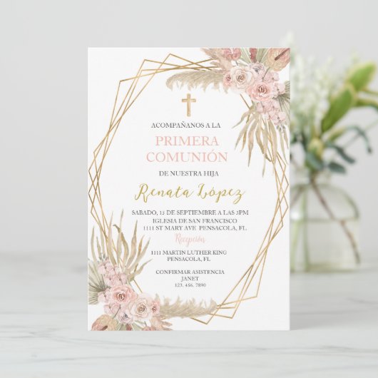 Einladung von Primera comunión. (Stehend Vorderseite)