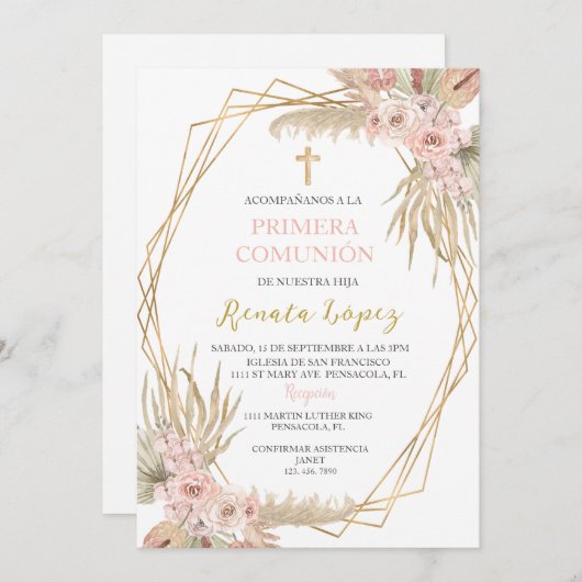 Einladung von Primera comunión. (Vorne/Hinten)