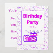 Einladung von Princess Birthday (Vorne/Hinten)