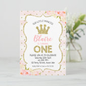 Einladung von Princess Crown zum 1. Geburtstag (Stehend Vorderseite)