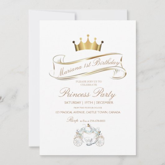 Einladung von Princess zum ersten Geburtstag (Vorderseite)