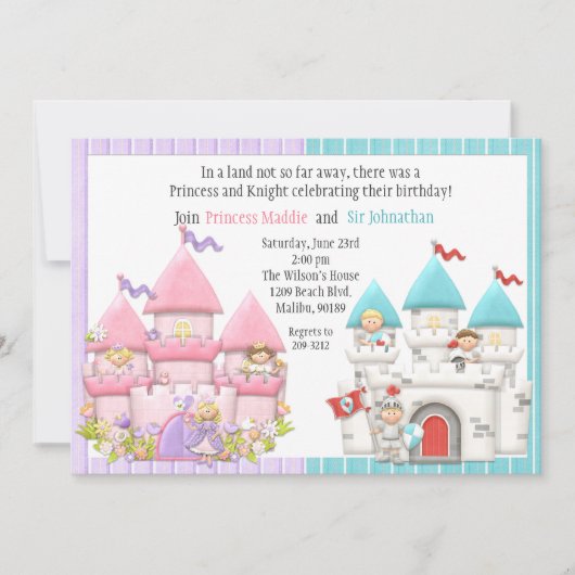 Einladung von Prinzessin und Knight Birthday Party (Vorderseite)