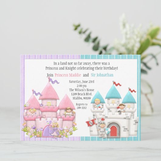 Einladung von Prinzessin und Knight Birthday Party (Stehend Vorderseite)