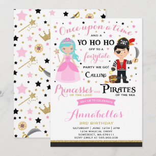 Einladung von Prinzessin und Pirate zum Geburtstag