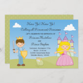 Einladung von Prinzessin und Prinzessin Birthday (Vorne/Hinten)