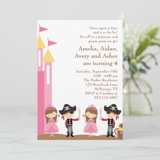 Einladung von Prinzessinnen und Piraten (Stehend Vorderseite)