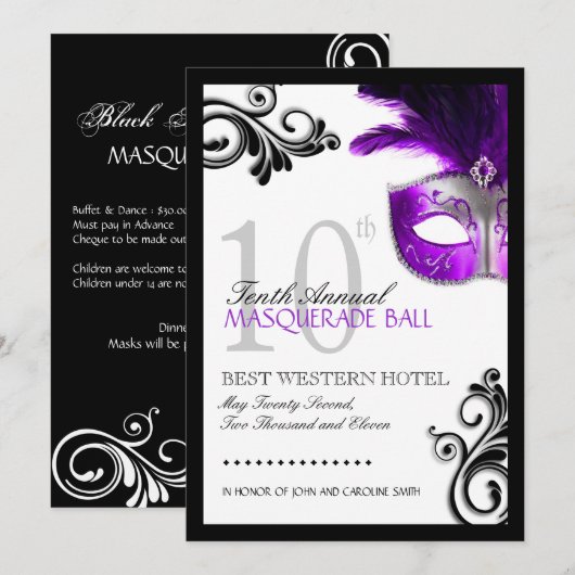 Einladung von Prom Masquerade (Vorne/Hinten)