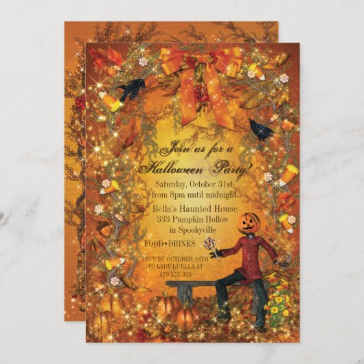 EINLADUNG VON PUMPKIN-HALLOWEEN-PARTY (Vorne/Hinten)