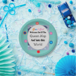 Einladung von Queen Nickerchen Baby Shower Pappteller