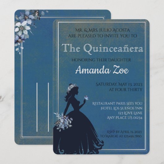 Einladung von Quinceañera (Vorne/Hinten)