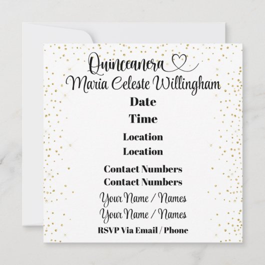 Einladung von Quinceanera (Rückseite)