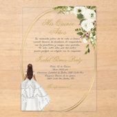 Einladung von Quinceanera-Acryl auf Spanisch (Vorderseite)