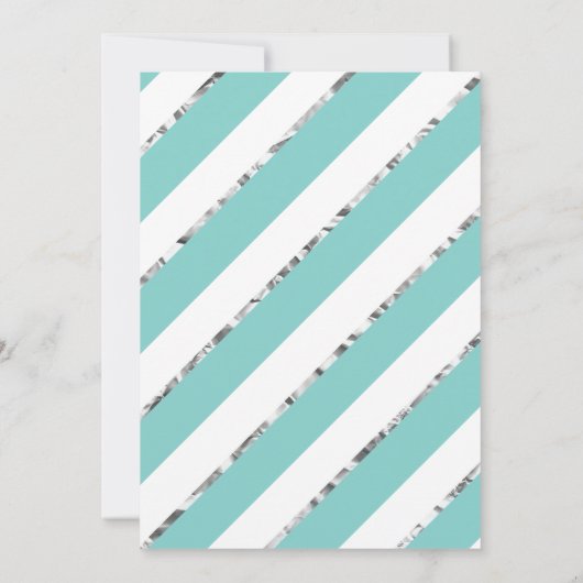 Einladung von Quinceañera, Aqua, Silber, Krone (Rückseite)