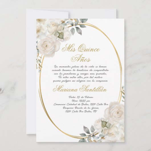 Einladung von Quinceanera auf Spanisch (Vorderseite)