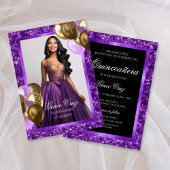Einladung von Quinceañera Lila und Gold