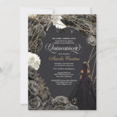 Einladung von Quinceañera - Schwarze und goldene R (Vorderseite)