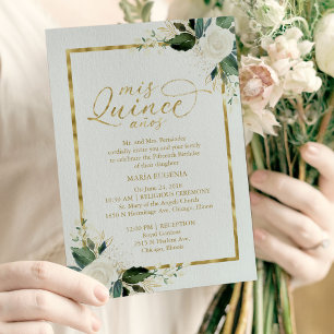 Einladung von Quinceanera Weißer Goldschmied