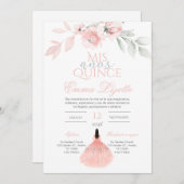 Einladung von Quinceñera in Spanisch Rosa (Vorne/Hinten)