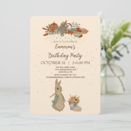 Einladung von Rabbit Peter Birthday (Stehend Vorderseite)