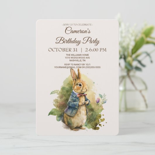 Einladung von Rabbit Peter Birthday (Stehend Vorderseite)