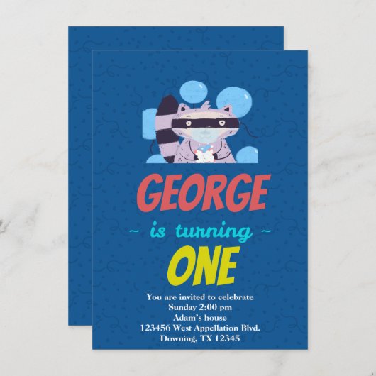 Einladung von Raccoon Bandit Cartoon des Custom Ch (Vorne/Hinten)