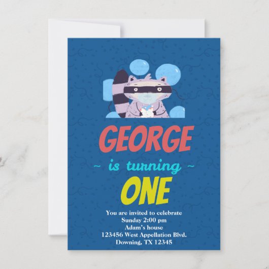 Einladung von Raccoon Bandit Cartoon des Custom Ch (Vorderseite)