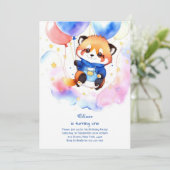 Einladung von Raccoon zum ersten Geburtstag (Stehend Vorderseite)