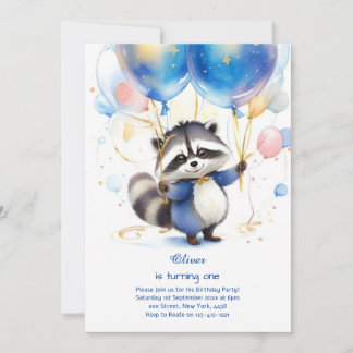 Einladung von Raccoon zum ersten Geburtstag
