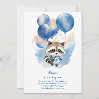 Einladung von Raccoon zum ersten Geburtstag