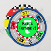 Einladung von Race Car Boy zum Geburtstag (Vorne/Hinten)
