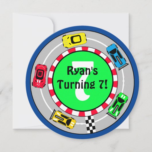 Einladung von Race Car Boy zum Geburtstag (Vorderseite)