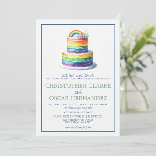 Einladung von Rainbow Cake Wedding (Stehend Vorderseite)