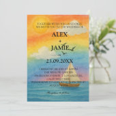 Einladung von Rainbow Ocean Sunset LGBT Wedding (Stehend Vorderseite)