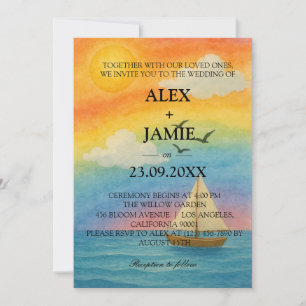 Einladung von Rainbow Ocean Sunset LGBT Wedding