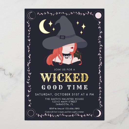 Einladung von Real Foil Wicked Hexe Halloween-Part (Vorderseite)