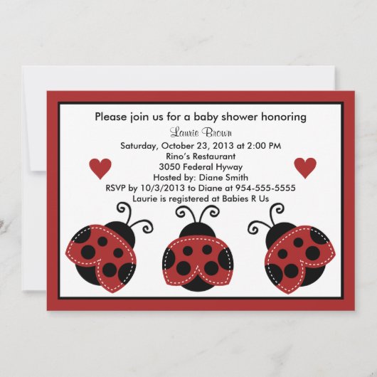 Einladung von Red and Black Baby Shower so Niedlic (Vorderseite)