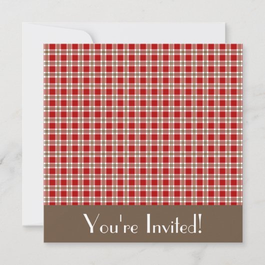 Einladung von Red and Brown Gingham (Vorderseite)